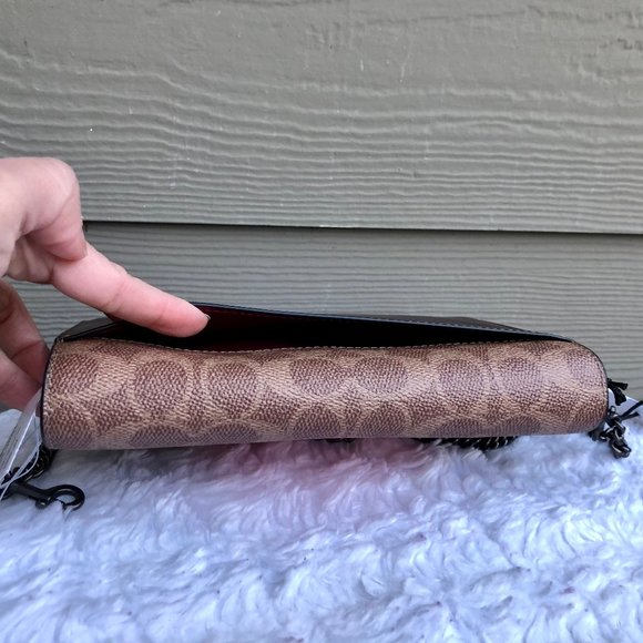 NWT COACH Callie Folder Yeti Signature Canvas  Crossbody Bag With Chain - Picture 4 of 10